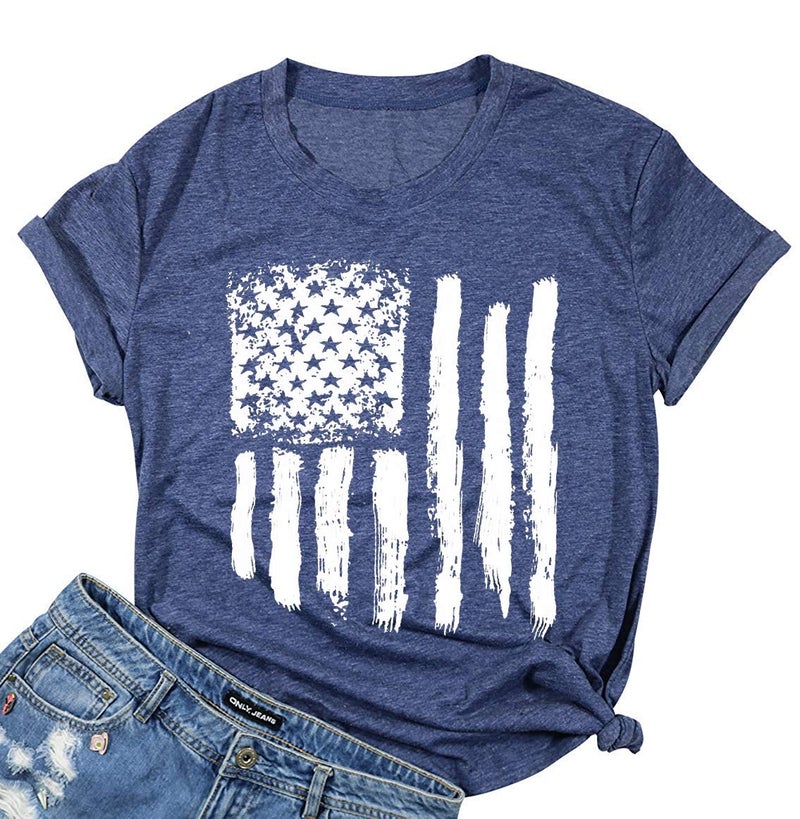 LUKYCILD Patriotic Shirts for Women American Flag Shirt 4th of July Tshirt Graphic Tees Casual Short Sleeve Tee Top - Image 4